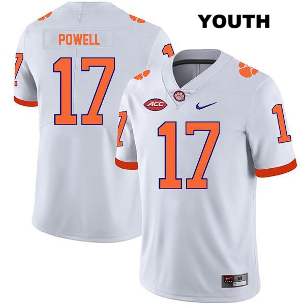 Youth Clemson Tigers #17 Cornell Powell Stitched White Legend Authentic Nike NCAA College Football Jersey KUS7446SM